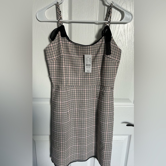 Kendall & Kylie Plaid Sleeveless Dress with Black Tie Bow Accents - Picture 1 of 3